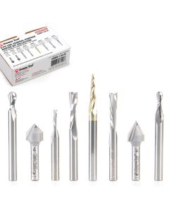 Amana tool AMS-134-B 8-Pc CNC General Purpose 1/4 Inch SHK Router Bit Colection in Cardboard Box