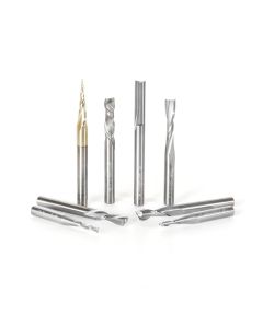 Amana tool AMS-137 8-Pc Spiral Compression, Tapered & Straight CNC Router Bit Colection, 1/4-Inch SHK