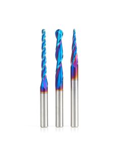 Amana tool AMS-142-K 3-Pc SC Spektra Extreme tool Life Coated 2D/3D Carving 1/4 Inch SHK Router Bit Pack