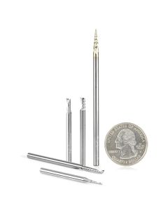 Amana tool AMS-161 5-Pc CNC Aluminum Cutting Solid Carbide Spiral O Flute 1/8 Inch SHK Router Bit Colection