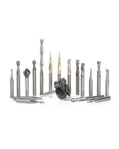 Amana tool AMS-176 18-Pc CNC Specialty Multi-Material CNC Router Bit Colection, 1/4 Inch SHK