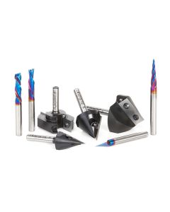 AMS-179 CNC Router Bit 8-Pc Advanced Starter Set, 1/4 Inch Shank