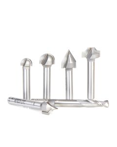 Amana tool AMS-223 6-Pc CNC Lettering Router Bit Set, 1/4 Inch Shank