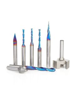 Amana tool AMS-224 8-Pc CNC Premium Router Bit Set, 1/4 Inch Shank