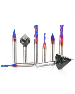 AMS-228 8-Pc CNC 3D Signmaker Router Bit Set, 1/4 Inch Shank