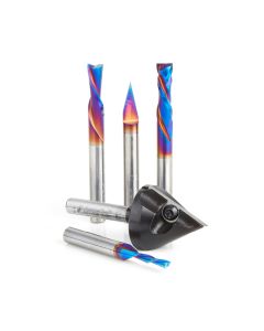 Amana tool AMS-231 Blueline 5-Pc CNC Starter Set, 1/4 Inch Shank