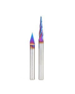 Amana tool AMS-243-K 2-Pc CNC Spektra Extreme tool Life Coated Signmaking Pack V, 1/4 Inch Shank