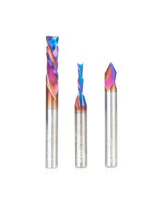 Amana tool AMS-247-K 3-Pc CNC Spektra Extreme tool Life Coated 60 Deg Signmaking & Engraving Pack, 1/4 Inch Shank