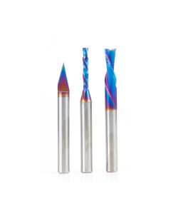 Amana tool AMS-251-K 3-Pc CNC Spektra Extreme tool Life Coated Signmaking Pack, 1/4 Inch Shank