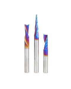 Amana tool AMS-252-K 3-Pc CNC Spektra Extreme tool Life Coated Signmaking Pack III, 1/4 Inch Shank