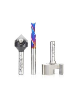 Amana tool AMS-266 3-Pc CNC General Purpose Set, 1/4 Inch Shank