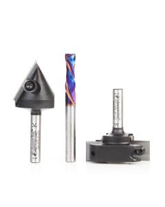 Amana tool AMS-267 3-Pc CNC General Purpose Set, 1/4 Inch Shank