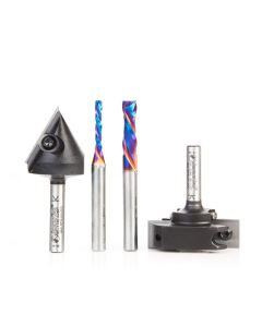Amana tool AMS-269 4-Pc CNC General Purpose Set, 1/4 Inch Shank