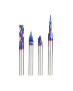 Amana tool AMS-270-K 4-Pc CNC General Purpose Spektra Extreme tool Life Coated Pack, 1/4 Inch Shank