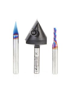 Amana tool AMS-274 3-Pc CNC General Purpose Set, 1/4 Inch Shank