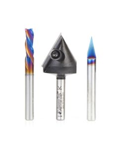 Amana tool AMS-275 3-Pc CNC General Purpose Set, 1/4 Inch Shank