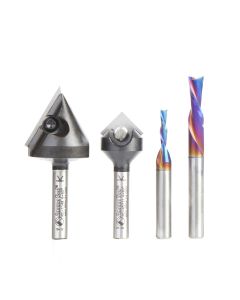 Amana tool AMS-277 4-Pc CNC General Purpose Set, 1/4 Inch Shank