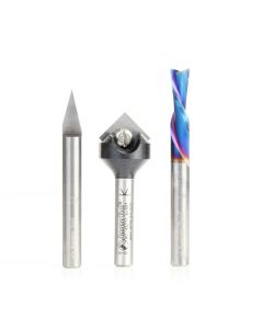 Amana tool AMS-282 3-Pc CNC General Purpose Set, 1/4 Inch Shank