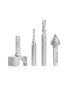 Amana tool AMS-284 4-Pc CNC General Purpose Set, 1/4 Inch Shank