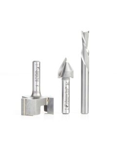 Amana tool AMS-285 3-Pc CNC General Purpose Set, 1/4 Inch Shank