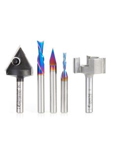 Amana tool AMS-286 5-Pc CNC General Purpose Set, 1/4 Inch Shank