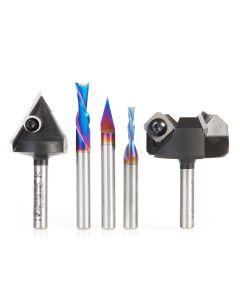 Amana tool AMS-287 5-Pc CNC General Purpose Set, 1/4 Inch Shank