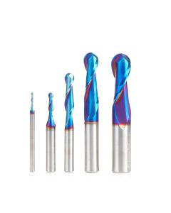 AMS-290 5-Pc Solid Carbide Up-Cut Spiral Ball Nose Router Bit Collection