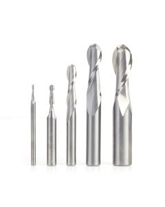 AMS-290 5-Pc Solid Carbide Up-Cut Spiral Ball Nose Router Bit Collection