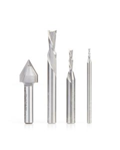 Amana tool AMS-294 4-Pc CNC General Purpose Set, 1/8 & 1/4 Inch Shank