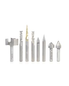 Amana tool AMS-295 8-Pc CNC General Purpose Set, 1/4 Inch Shank