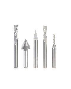 Amana tool AMS-296 5-Pc CNC General Purpose Set, 1/4 Inch Shank