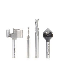 Amana tool AMS-298 4-Pc CNC General Purpose Set, 1/4 Inch Shank