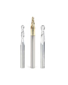Amana tool AMS-303 3-Pc Up-Cut Spiral Bal Nose CNC Router Bit Pack, 1/4 Inch SHK