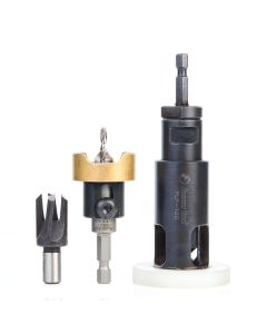 Amana tool AMS-306 3-Pc Carbide Tipped Countersink, Plug Cutter and Plug Planer Pack