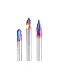 Amana tool AMS-310-K 3-Pc CNC Spektra Extreme tool Life Coated 30, 60 and 90 Deg Signmaking & Lettering Pack, 1/4 Inch Shank