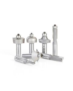 Amana tool AMS-406 7-Pc Carbide Tipped Basic Router Bit Set, 1/2 Inch Shank