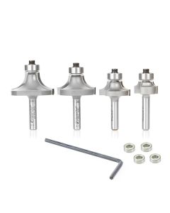 Amana tool AMS-551 4-Pc Carbide Tipped Corner Rounding & Beading Router Bit Set, 1/4 Inch Shank