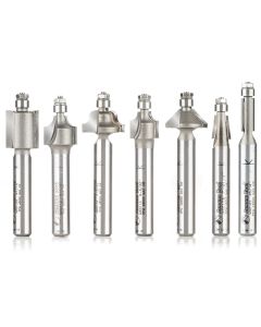 Amana tool AMS-610 Carbide Tipped 7-Pc Miniature Router Bit Pack with Mini 3/16 Dia Lower Bal Bearing