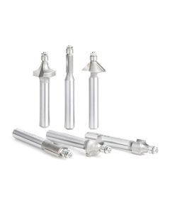 Amana tool AMS-611 Carbide Tipped 6-Pc Miniature Router Bit Pack with Mini 3/16 Dia Lower Bal Bearing