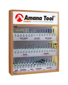 Amana tool AMS-CNC-48M, Metric CNC Master Router Bit Colection Includes 48 SKUs and LED Iluminated, Mirrored Interior and Solid Wood Display