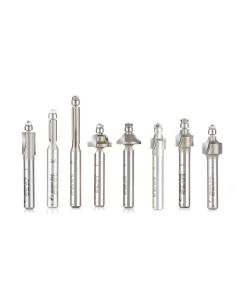 Amana tool AMS-MR001 Carbide Tipped 8-Pc Miniature Router Bit Colection with Mini 3/16 Dia Lower Bal Bearing