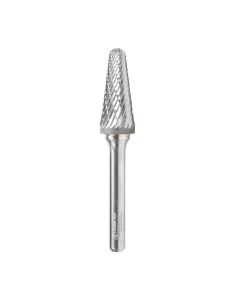 Amana tool BURS-218 Radius Cone Shape SC Head 1/2 D x 1-1/8 CH x 1/4 SHK x 2-7/8 Inch Long Double Cut SL Burr Bit