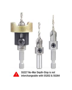 Amana tool AMS-621 3-Pc Carbide Tipped Countersink with Adjustable Depth Stop and No-Thrust, No Marring Bal Bearing Set