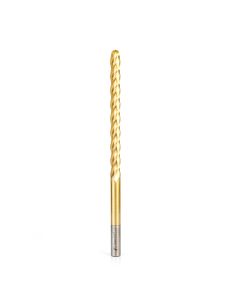 Amana tool HSS1205 Foam Cutting Bal End 1/2 D x 1/4 R x 6 CH x 1/2 SHK x 10 Inch Long Extended Reach CNC High Speed Steel (HSS) TiN Coated 4-Flute Spiral Up-Cut Router Bit