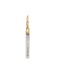 Amana tool HSS1304-M CNC 2D and 3D Carving Bal Nose 3.5 Deg Tapered Angle x 3mm Dia x 1.5mm Radius x 26mm CH x 6mm Shank x 76mm Inch Long x 3 Flute High Speed Steel (HSS) ZrN Coated Upcut Router Bit