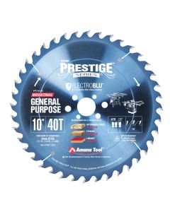 Amana tool PR1040-30C Electro-Blu Carbide Tipped Prestige 10 Inch D 40T ATB, 18 Deg, 30mm Bore, Non-Stick Coated Circular Saw Blade