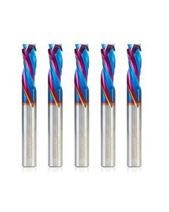 Amana tool 46020-K-5, 5-Pack CNC SC Spektra Extreme tool Life Coated Mortise Compression Spiral 3/8 D x 1 CH 3/8 SHK 3 Inch Long 3 Flute Router Bits