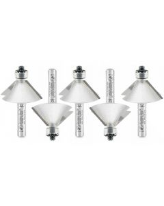 Amana tool 49400-5, 5-Pack Carbide Tipped Chamfer 45 Degree x 1-1/4 D x 1/2 CH x 1/4 Inch SHK w/ Lower Bal Bearing Router Bits