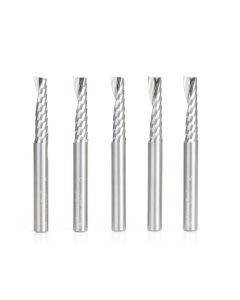 Amana tool 51405-5, 5-Pack CNC SC Spiral O Single Flute, Plastic Cutting 1/4 D x 1 CH x 1/4 SHK x 2-1/2 Inch Long Up-Cut Router Bits with Mirror Finish