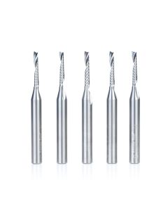 Amana tool 51486-5, 5-Pack CNC SC Spiral O Single Flute, Aluminum Cutting 1/8 D x 3/4 CH x 1/4 SHK x 2-1/2 Inch Long Up-Cut Router Bits with Mirror Finish